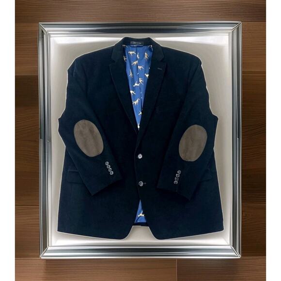 Lauren Ralph Lauren Corduroy Blazer Men's 40 Black Jacket Dog Print Elbo Patches - Picture 4 of 8